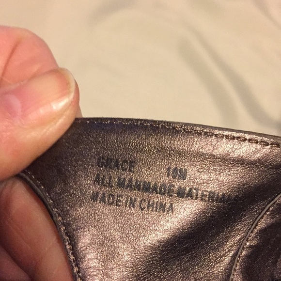 Y2K Metallic bronze open toe chunky platform/heal slingback whimsigoth size 10 - Picture 8 of 9